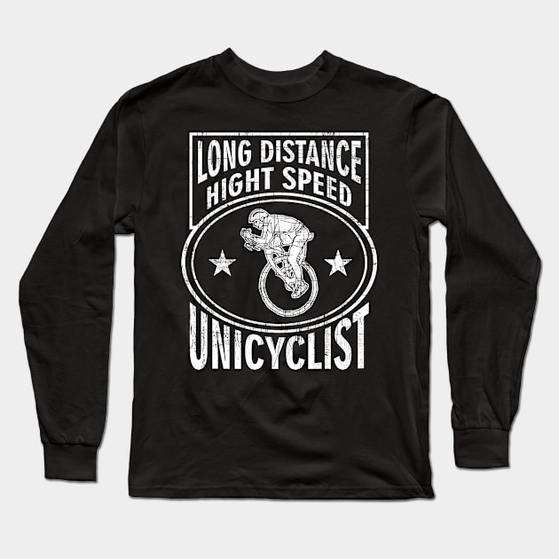 High Speed Hungry Crazy Unicycle Long Distance Biker Long Sleeve T-Shirt by FancyTeeDesigns